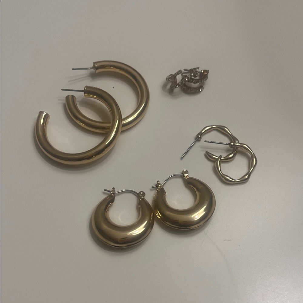 Assorted Bundle of Gold Hoop Earrings